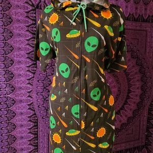 Alien Jumpsuit Hooded Romper Onesie Men's L